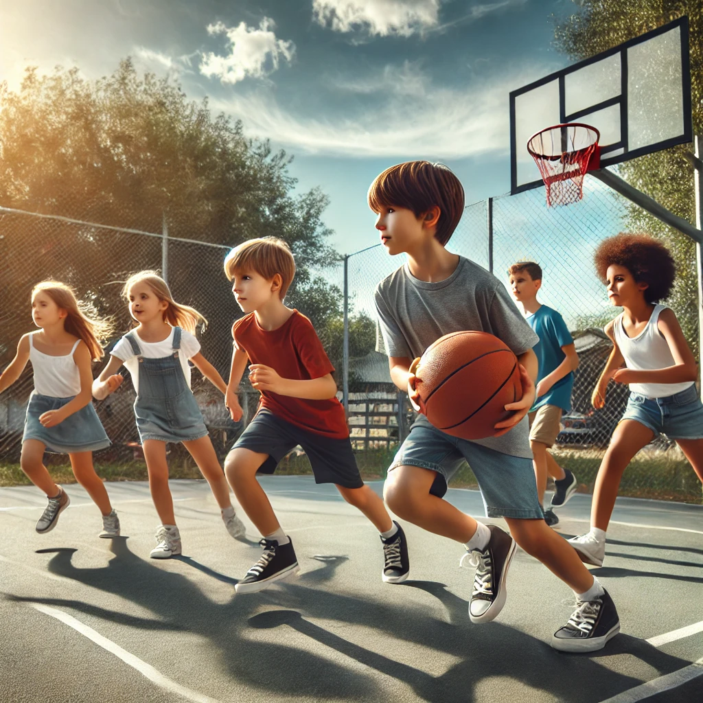 Kids playing basketball